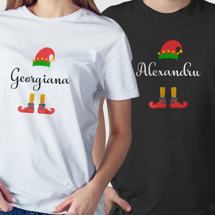 Tricou din bumbac personalizat cu text - Elful lui Moș Crăciun