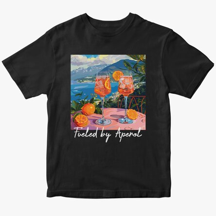 Tricou din bumbac personalizat cu text - Fueled by Aperol