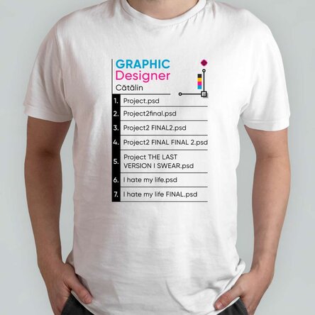Tricou din bumbac personalizat cu text - Graphic Designer