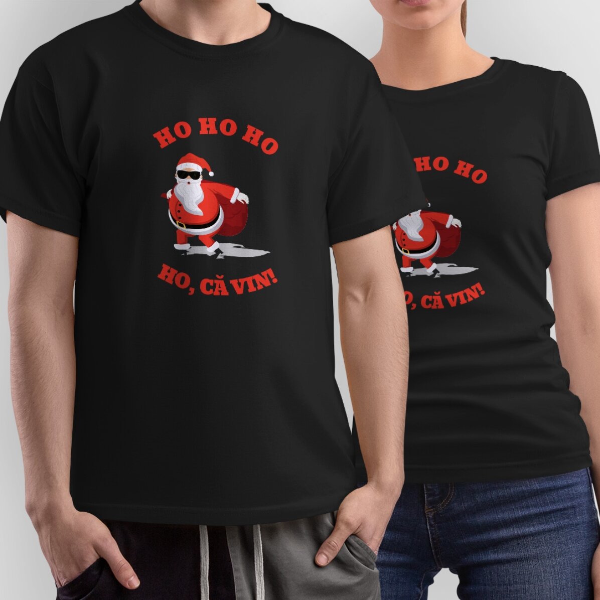 Tricou din bumbac personalizat cu text - HO HO HO