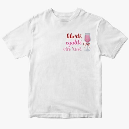 Tricou din bumbac personalizat cu text - Liberté, égalité, vin rosé