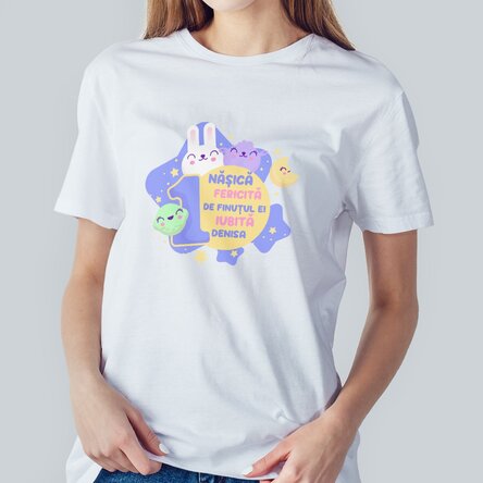 Tricou din bumbac personalizat cu text (model baieței) - Aniversare 1 an