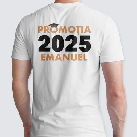 Tricou din bumbac personalizat cu text pe spate - Promoția 2023