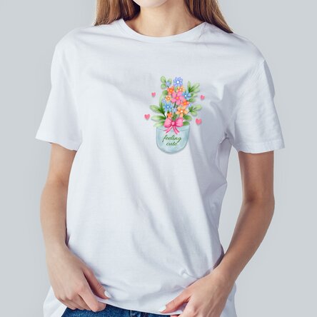 Tricou din bumbac personalizat cu text - Pocket flowers