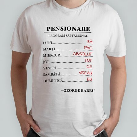Tricou din bumbac personalizat cu text -  Program săptămânal 