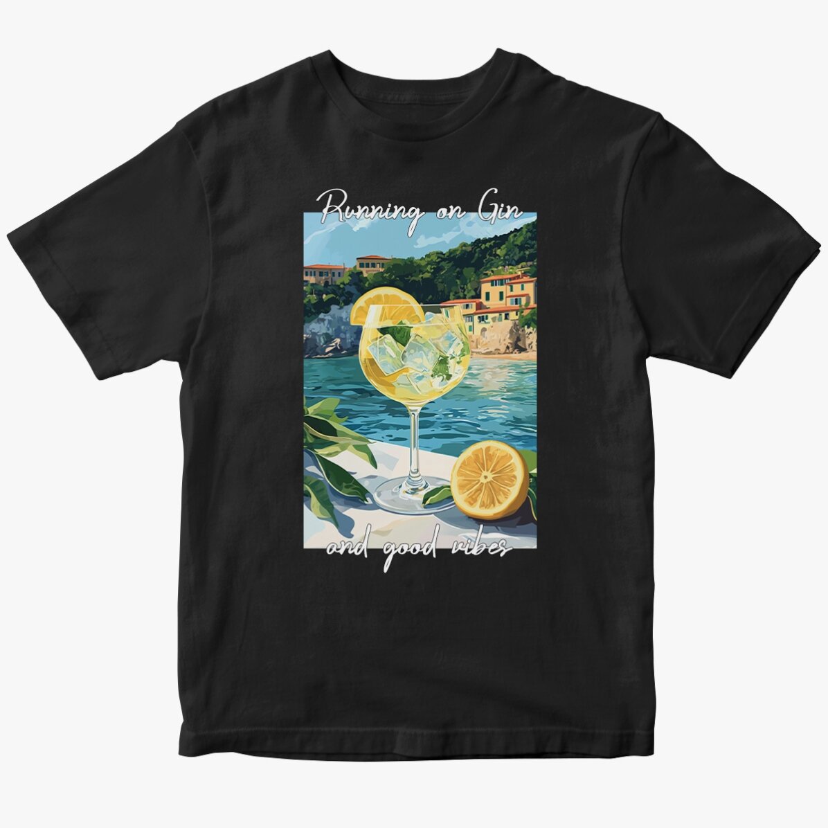 Tricou din bumbac personalizat cu text - Running on Gin