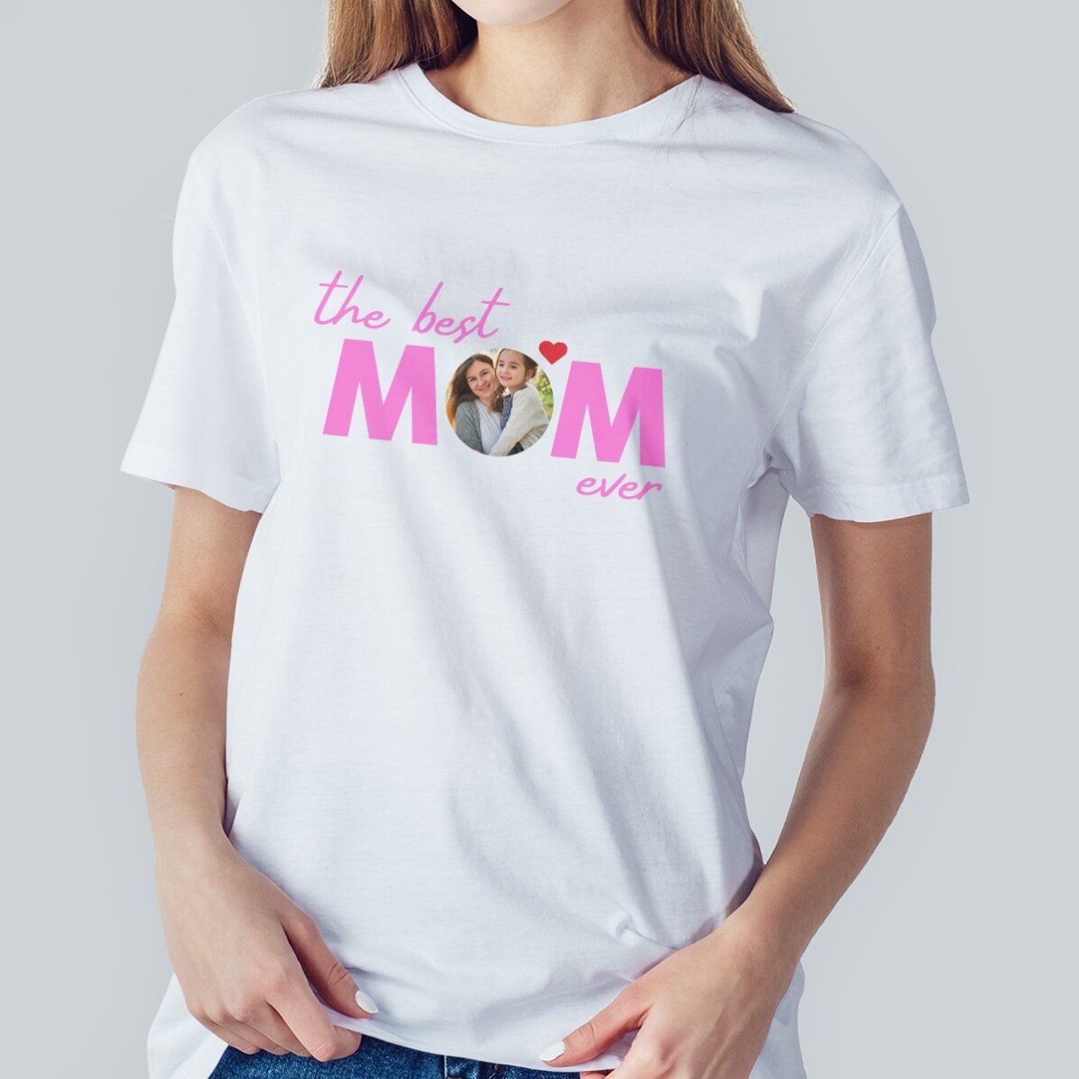 Tricou din bumbac personalizat cu text și poză - Best mom ever
