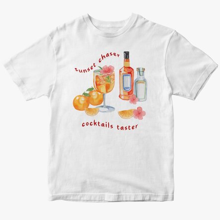 Tricou din bumbac personalizat cu text - Sunset & cocktails