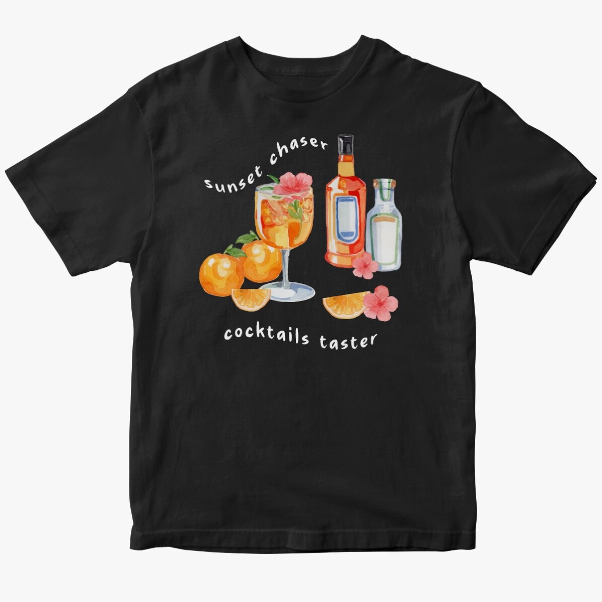 Tricou din bumbac personalizat cu text - Sunset & cocktails
