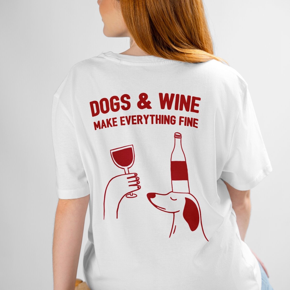 Személyre szabott, feliratos pamut póló – Wine