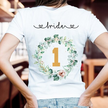 Személyre szabott, feliratos póló – Bride & Bride Team – Lánybúcsú