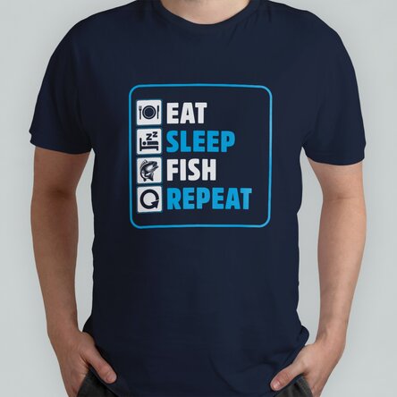 Tricou personalizat cu text - Eat sleep fish repeat