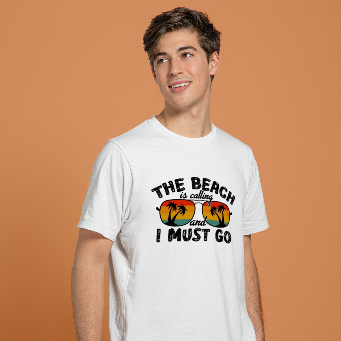 Tricou din bumbac personalizat cu text - The beach is calling