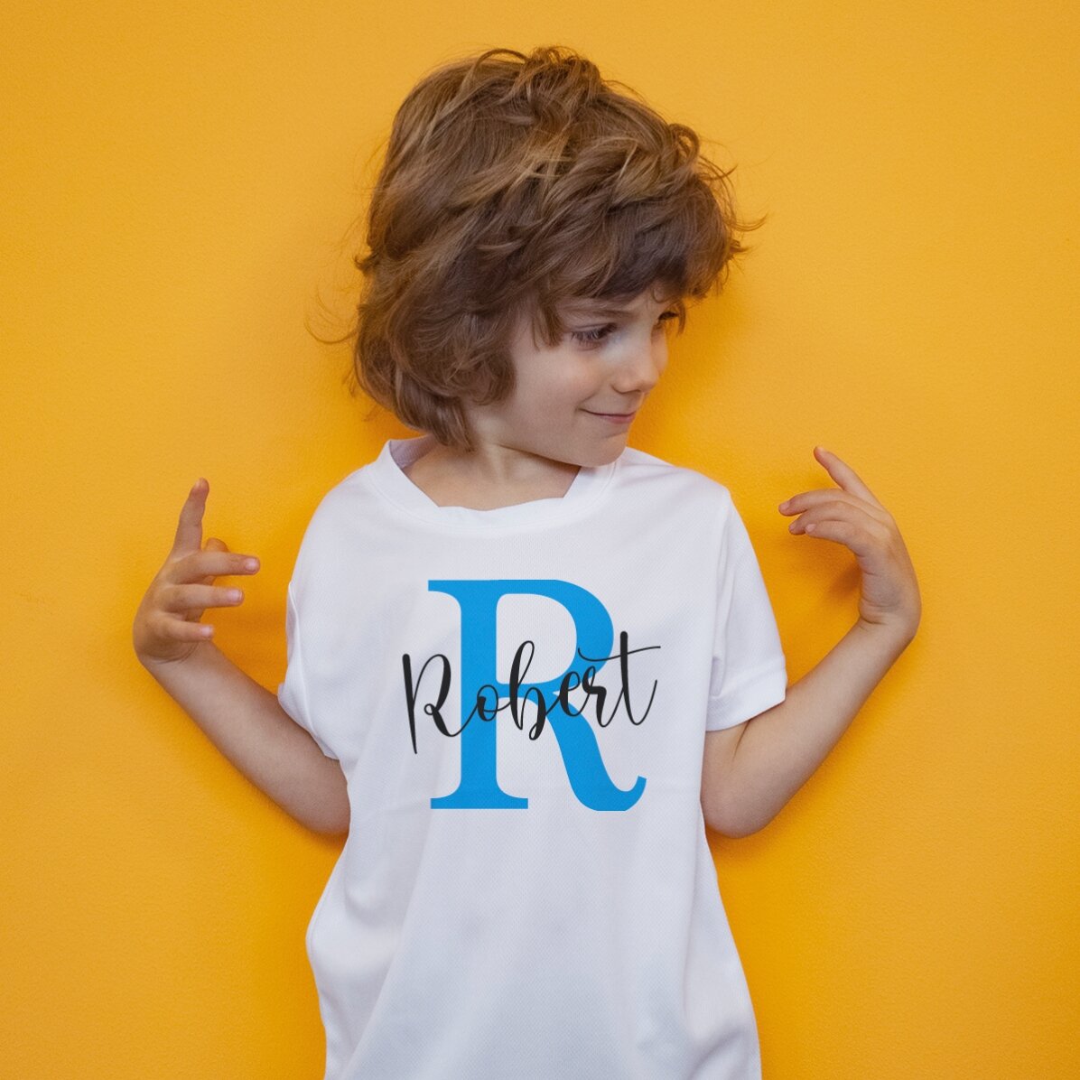 Tricou sport pentru copii personalizat cu inițială și nume
