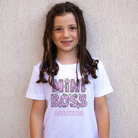Tricou sport pentru copii personalizat cu nume - Mini Boss