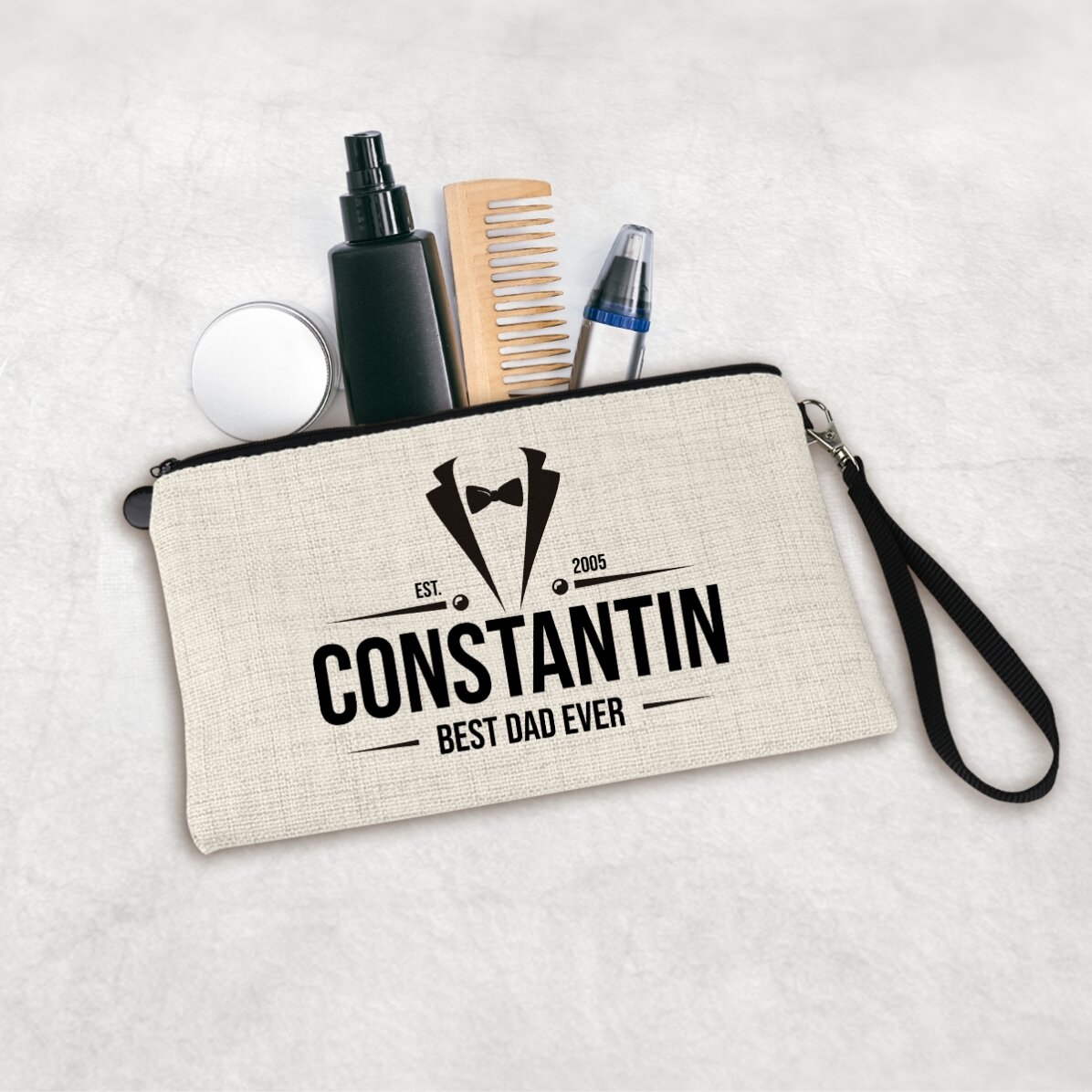 Trusă de accesorii pentru bărbați personalizată cu text - Elegant