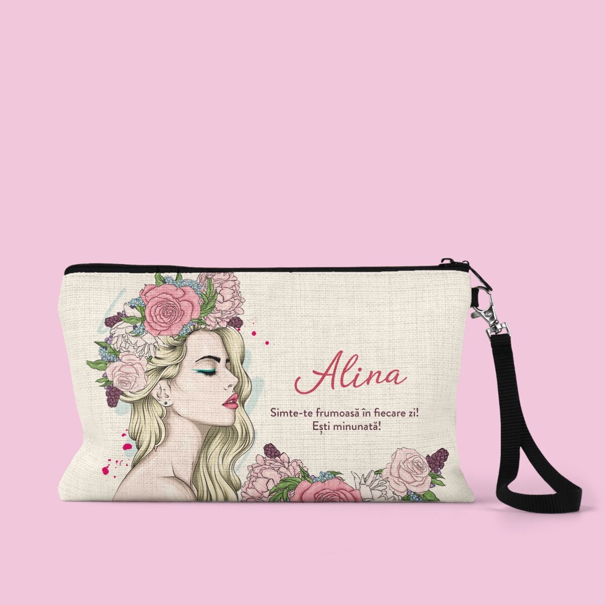 Trusă make-up personalizată cu text - Floral beauty