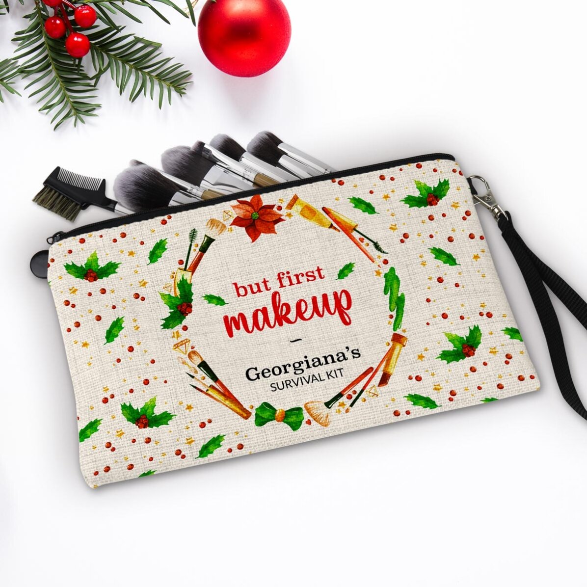 Trusă make-up personalizată cu text Survival Kit
