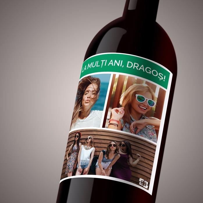 Vin personalizat cu 3 poze și text