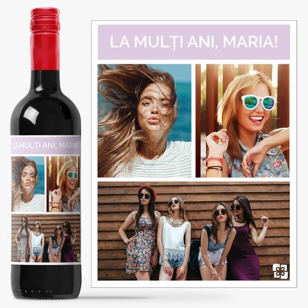 Vin personalizat cu 3 poze și text