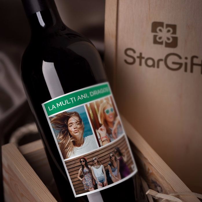 Vin personalizat cu 3 poze și text