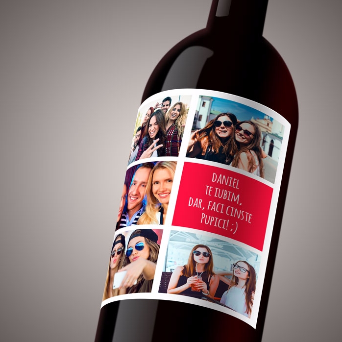 Vin personalizat cu 5 poze și text