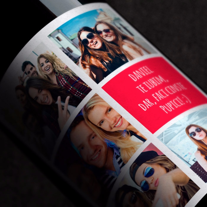 Vin personalizat cu 5 poze și text