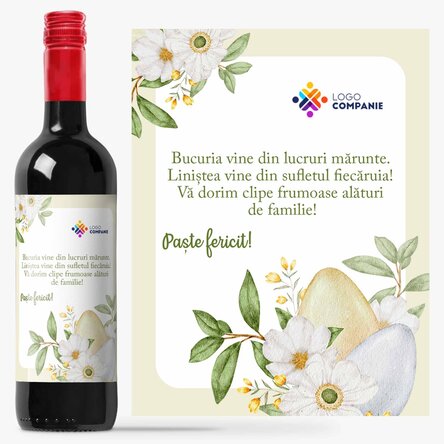 Vin personalizat cu logo și mesaj - Paște