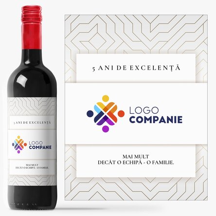 Vin personalizat cu logo și text - Aniversare brand