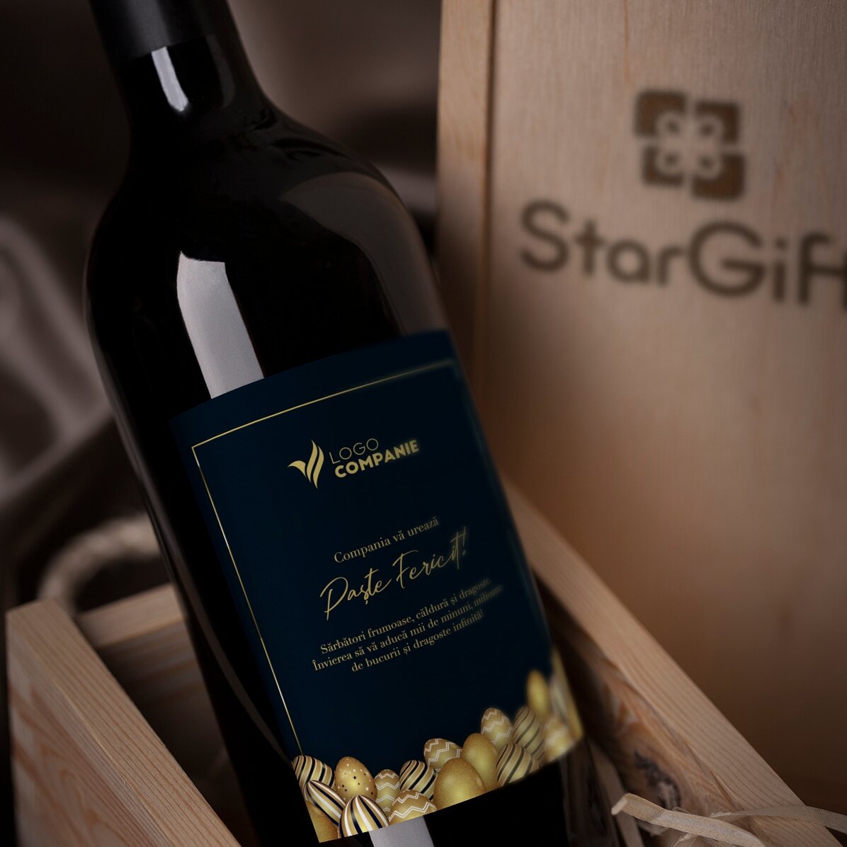 Vin personalizat cu logo și text pentru Paște