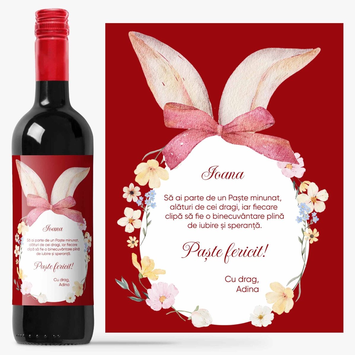Vin personalizat cu mesaj de Paște - Paște fericit!