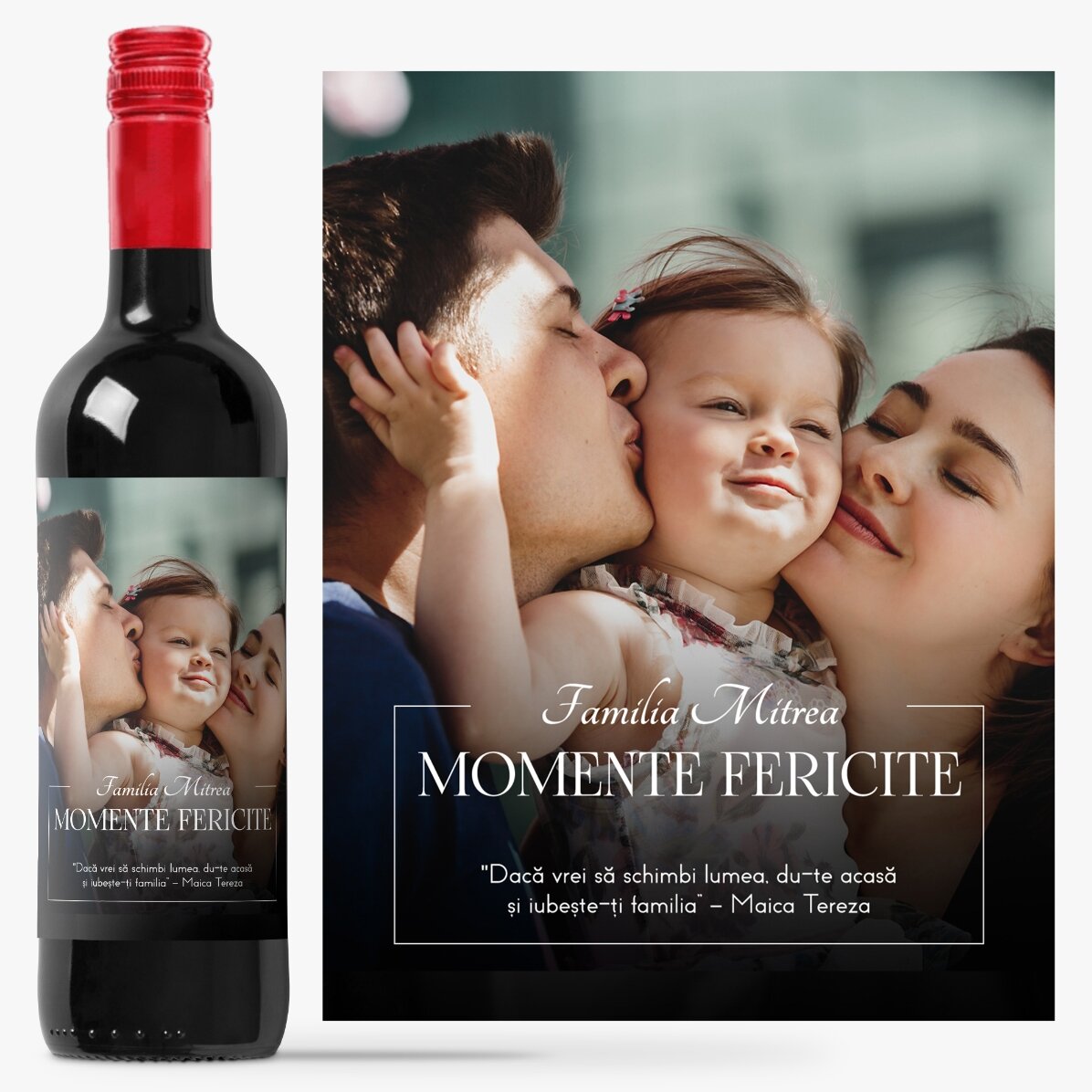 Vin personalizat cu mesaj și poză - Noi
