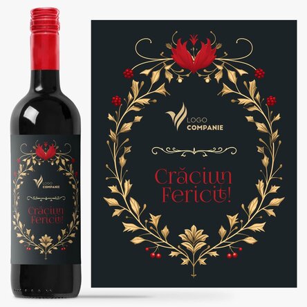 Vin personalizat cu text și logo - Crăciun Fericit!