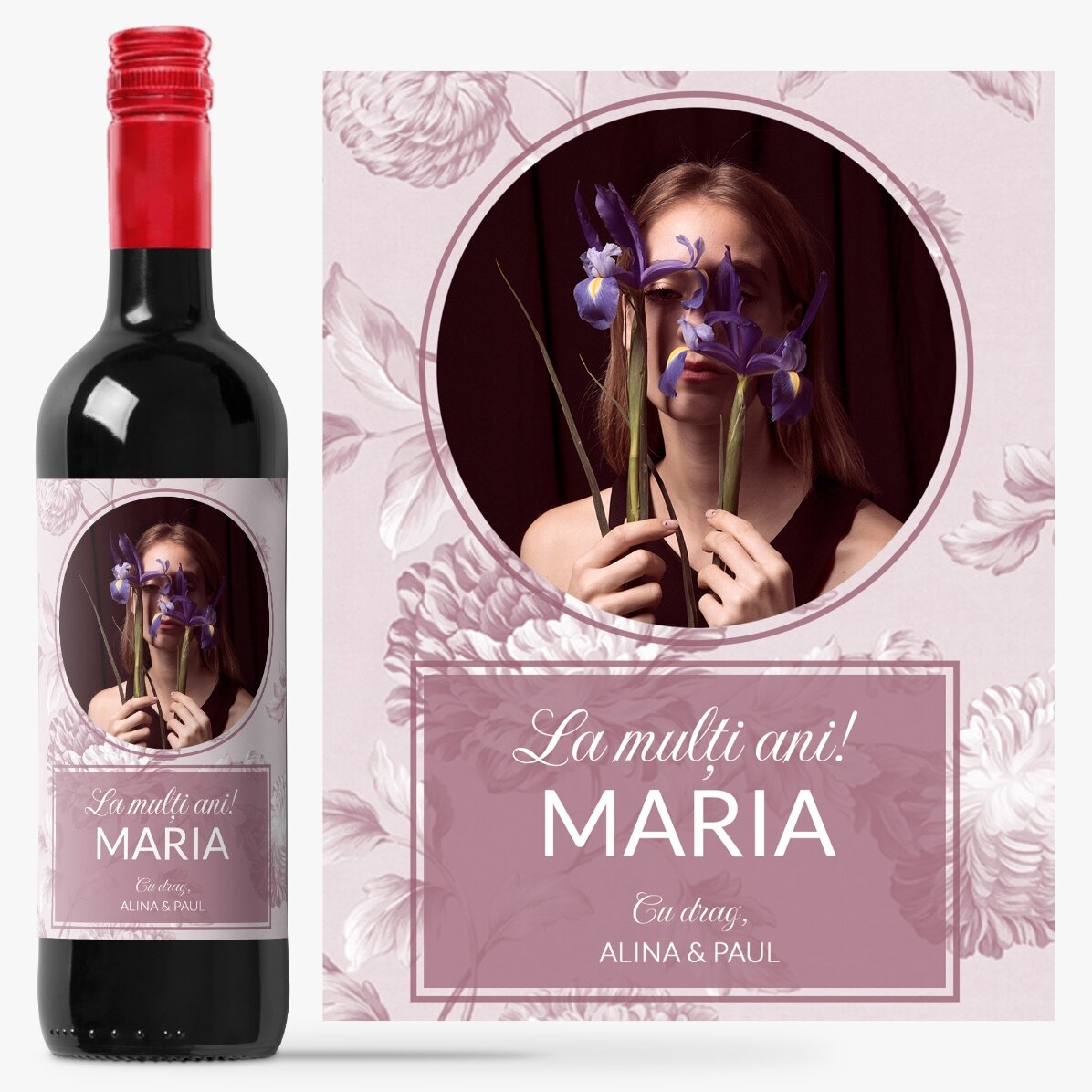 Vin personalizat cu o poză și mesaj - Onomastică