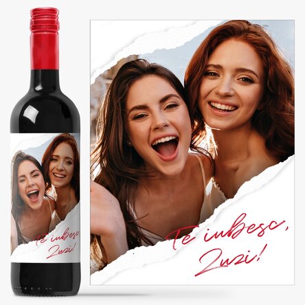 Vin personalizat cu o poză și text - Hârtie ruptă