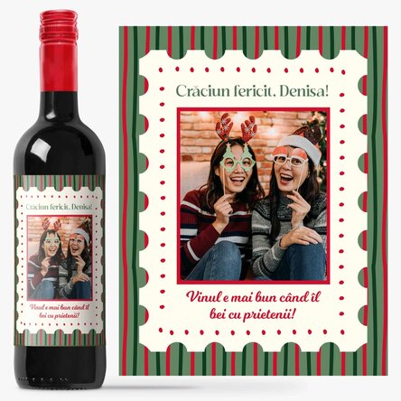 Vin personalizat cu poză și mesaj - Crăciun 