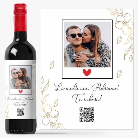 Vin personalizat cu poză, text și cod QR - Zi de naștere