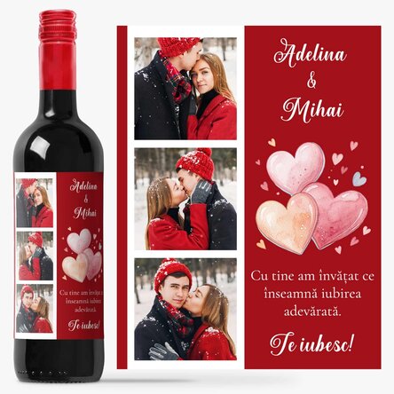 Vin personalizat cu poze și text - Iubire