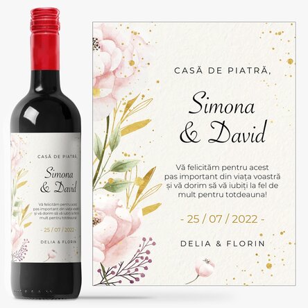 Vin personalizat cu text - Felicitări, mirilor