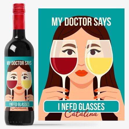 Vin personalizat cu text - Glasses