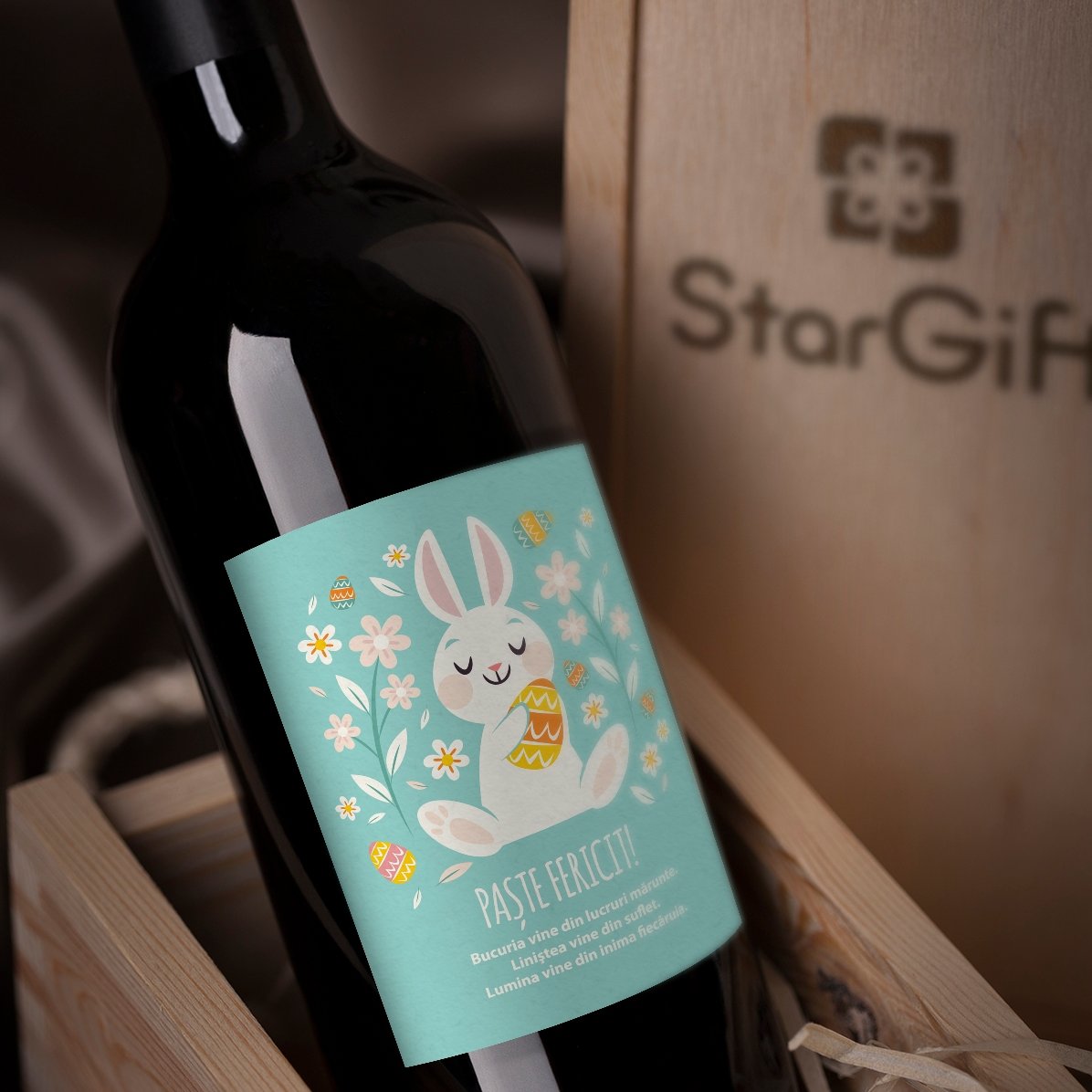 Vin personalizat cu text - Happy Bunny