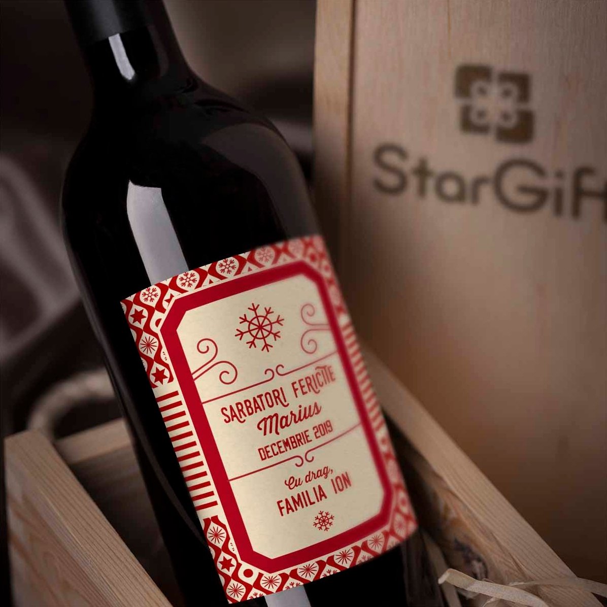 Vin personalizat cu text - Model Crăciun