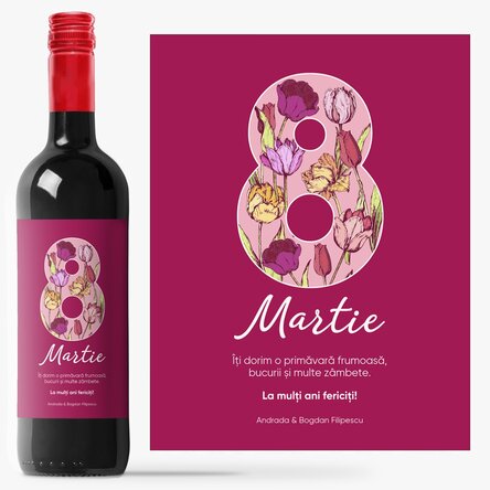 Vin personalizat cu text pentru 8 Martie