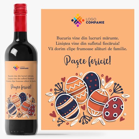 Vin personalizat cu text și logo pentru Paște