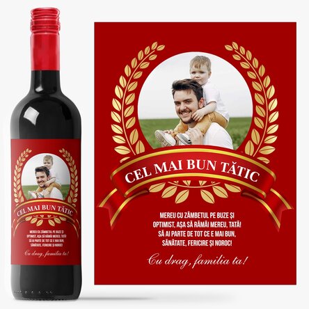 Vin personalizat cu text și o poză pentru tata - Cel mai bun tătic