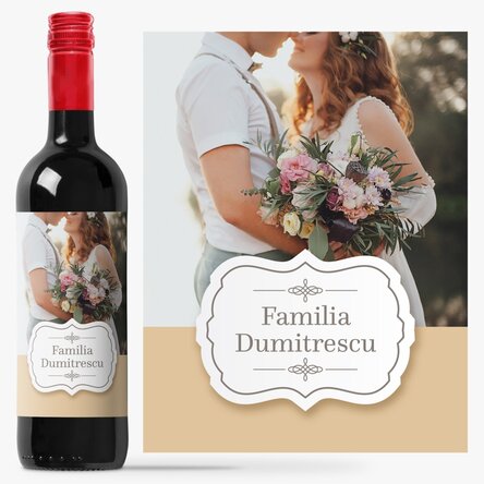 Vin personalizat cu text și poză de familie