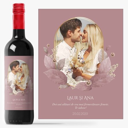 Vin personalizat cu text și poză - Floral