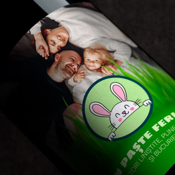 Vin personalizat cu text și poză - Paște Fericit!