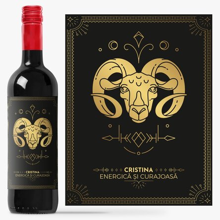 Vin personalizat cu text și zodie - Berbec