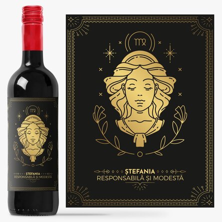 Vin personalizat cu text și zodie - Fecioară